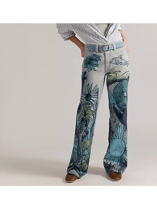 Free People Denim - Free People Tinsley Printed Jeans 90s Y2K Seashore Nautical Fisherman Womens 27